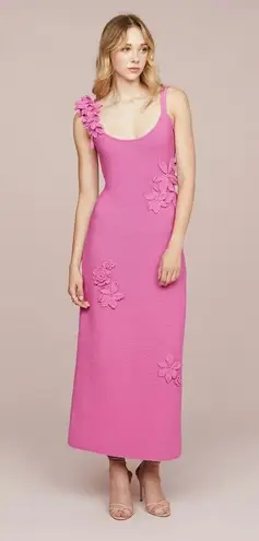 Amur Allegra crochet Floral Knit Midi pink pearl sleeveless pullover size large