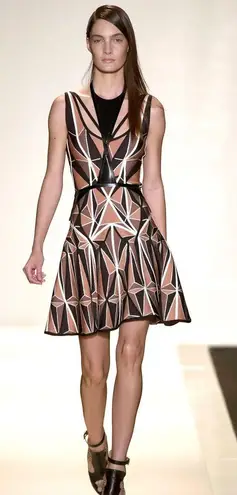 Herve Leger Hazel geometric patchwork jacquard bandage dress size S small