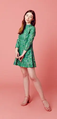 NWT Samantha Pleet Passion Mini in Green Wallpaper Floral Print Dress 10