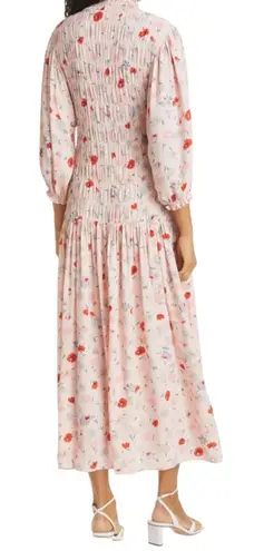 Samsoe Samsoe Sarami Floral Print Midi Dress Aop Pink Garden Size M Size M