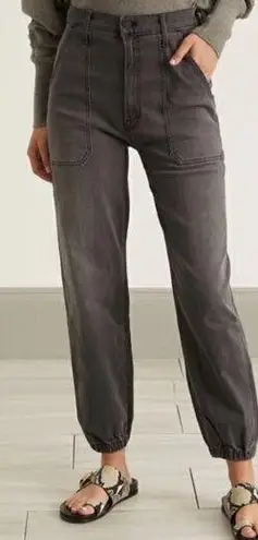 Mother The Wrapper Patch Springy Ankle Jeans in Faded Black Size 23