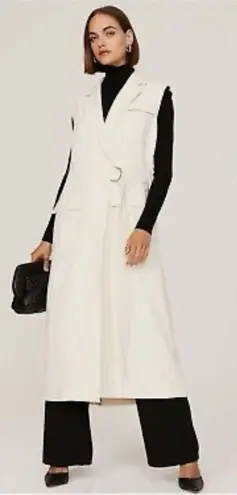 MARINA MASCONE Long Wrap Vest Cream Size Medium White