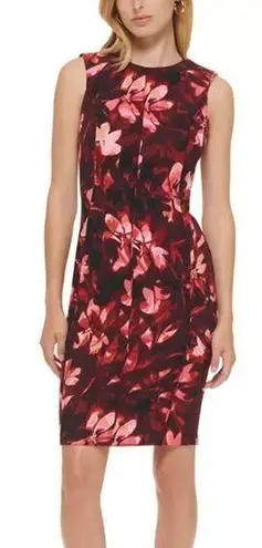 Calvin Klein NEW  Women's floral Printed Seamed Sleeveless Sheath Dress, size 4P