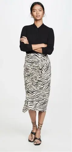 ALC Frank A.L.C. Metz Silk Midi Ruffle Skirt in Zebra Print Size 4 Revolve