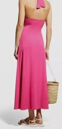 Solid & Striped Tati Tie Halter Midi Jersey Dress in Bougainvillea