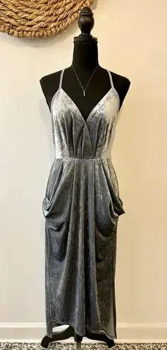 BCBGeneration EUC  Crushed Velvet Racerback Midi in Grey Frost Size Small