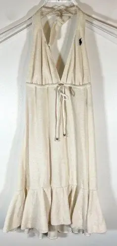 Ralph Lauren  Ivory Terry Empire-Waist Halter Cover-Up Dress Size Small