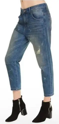 Wildfox NWT  DaVinci Relaxed Loose Baggy Paint Splatter Crop Boyfriend Jeans