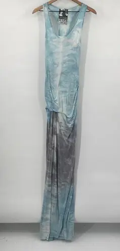 Young Fabulous and Broke  Maxi Dress Tie Dye Ombre Racerback Scoop Neck Blue Gray S