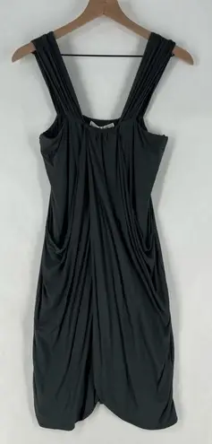 fLuXuS Charcoal Gray Stretch Knit Crossover Layered Sleeveless Mini Dress Size M