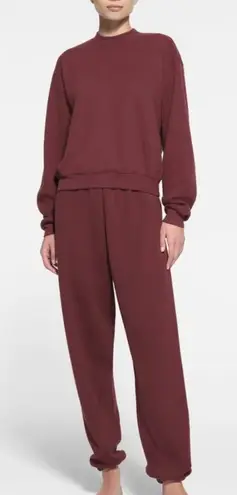 SKIMS  Cotton Fleece Crewneck Limited Edition Oxblood thumbnail 1