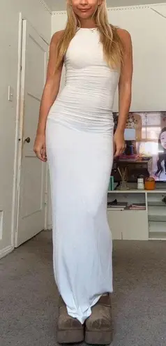 SKIMS cotton rib maxi dress white cream full length