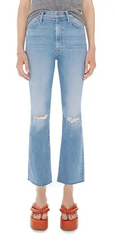 MOTHER Denim Hustler High Waist Ankle Fray Jeans in Thrilling Shots Sz 31 NWT
