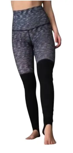 Lululemon Leggings Womens 10 Black Gray Heathered Stirrup High Rise Yoga Ruched