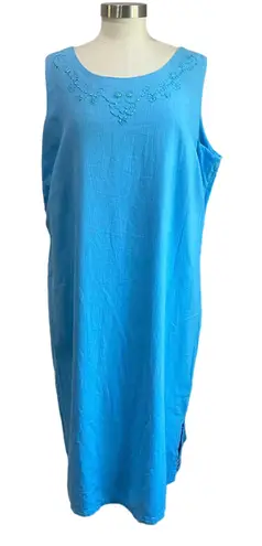Sag Harbor Sag Habor Light Blue Sleeveless Linen Raylon Blend Midi Shift Dress Size 20W
