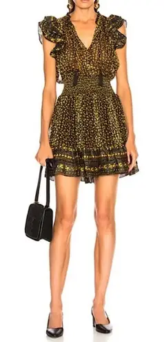 Ulla Johnson Nyssa Sleeveless Floral Silk Dress in Noir Size 0