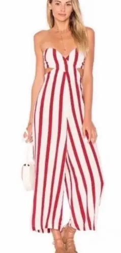 House of Harlow 1960 Red and White Striped Jumpsuit Size M
