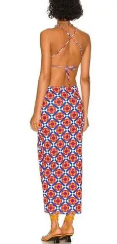 We Wore What Revolve Cowl Back Cut Out Geometric Print Maxi Dress Size XL NWT