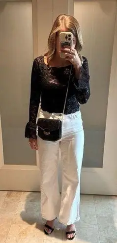 DEMELLIER Women's Black Gold Chain Strap Diamond Details Mini London Bag Purse