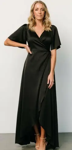 Baltic Born Vara Satin Maxi Wrap Dress Short Sleeve New Without Tags