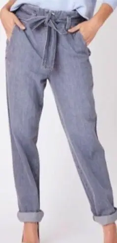 Overlover Abbott Paperbag Denim Pants Women’s Size 25 Grey Tapered 100% Cotton Gray