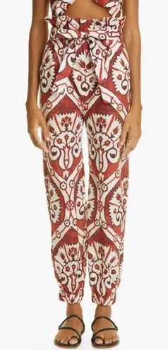 Johanna Ortiz Baru Nomadic Hunting Paperbag Cotton Pants Rust Red Size 6 NWT