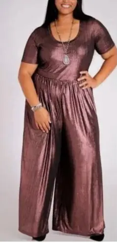 A Beautiful Soul by metallic shimmer wide leg jumpsuit, size B, size 18/20 Brown