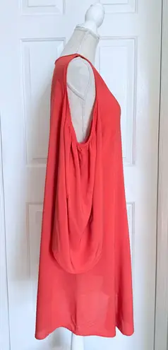 XCVI Coral Cold Shoulder Tunic Dress Rayon Flowing Bell Sleeve Designer New