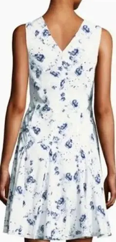 Rebecca Taylor  Sleeveless Floral Print Bow Mini Dress Blue White Women's  US 2