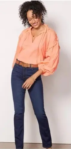 Cleobella NEW NWT Phoenix Oversized Cotton Top XS Coral Orange Swiss Dot Ruffle