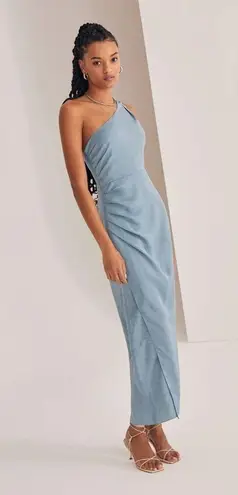 Favorite Daughter The Singles Table Asymmetric One Shoulder Dress Slate Blue 18