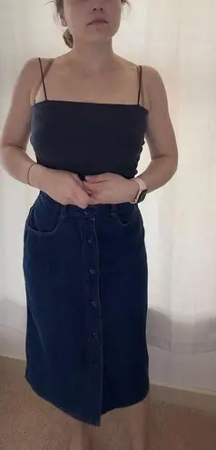 Vintage 70s Sears Denim Button Down Midi Skirt