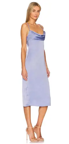 We Wore What Cowl Midi Slip Dress Satin Charmeuse Slate Blue Classic US 0 NWT