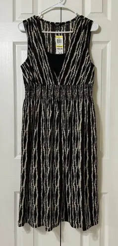 Alfani Rain Drop Chinch Elastic Waist Midi Sun Dress Made In Taiwan Tropical-PM