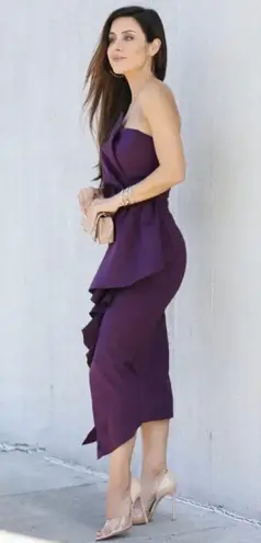 Elliatt NEW Reception Cascade Ruffle Strapless Dress in Purple, Size L $170