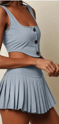 Montce x Olivia Culpo Light Denim Corset Top S Blue