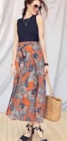 CAbi  Style #5250 Calypso Skirt Sz. M Maxi Floral Orange Blue Beach Vacay