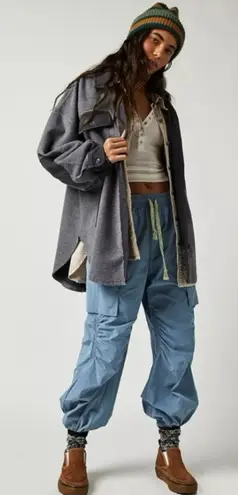 Free People  Ruby Jacket in Incense Medium Oversized Shacket Grunge 90s Grey