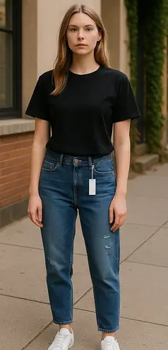 Kancan Distressed High Rise Mom Jeans Minimalist Streetwear Casual Women's 29 Blue