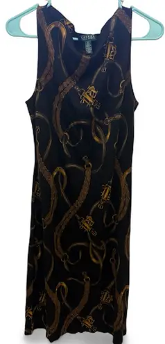 Lauren Ralph Lauren Silk Wool Equestrian Print Midi Dress • Grandmacore Black Size M