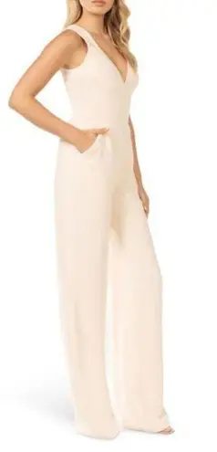 Dress the Population Sandra Jumpsuit in Cream Size X-Large