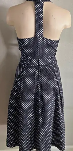 The Limited Navy Polka Dot Halter Dress Size 2 | Fit & Flare Retro Sleeveless