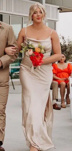 Revelry champagne satin dress Gold Size 8 thumbnail 2