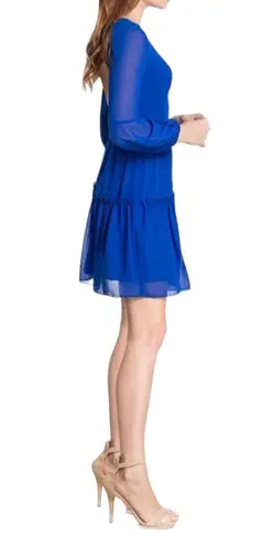 Dress the Population Paola Fit and Flare Mini Dress in Blue Size Large