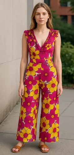 Feather & Find Boho Luxe Bewitched Floral Jumpsuit Pink Size XS