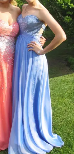 La Femme Periwinkle Strapless Prom Dress