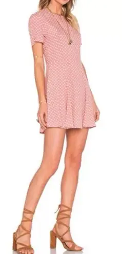 Privacy Please Blush Polka Dot Backless Lace Up Mini Dress size Medium