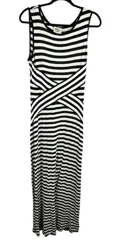 ECI Beige by Black White Striped Maxi Dress Petite Large