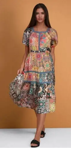 Johnny Was 💕💕 Kaleida Zenovia Dress ~ Kaleidoscope Print Medium NWOT