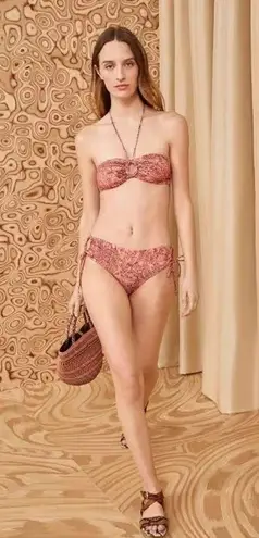 Ulla Johnson Flynn Pink Floral Halter Bikini Top, Size Medium, $170